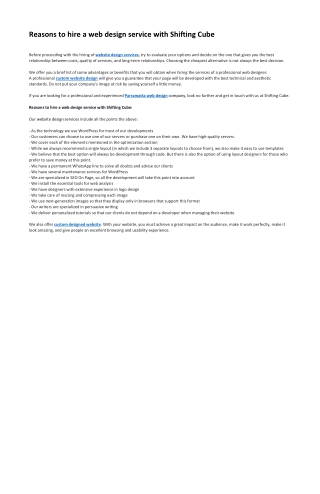 Reasons to hire a web design service with Shifting Cube