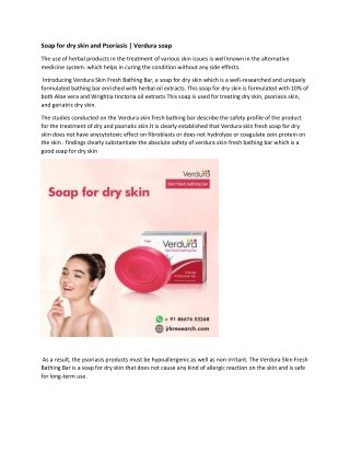 Soap for dry skin and Psoriasis | Verdura soap