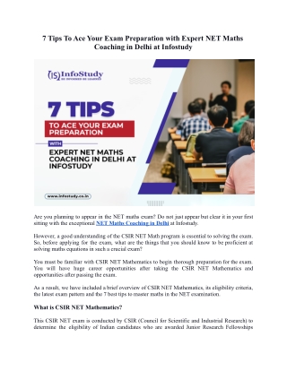 7 Tips to Ace Your Exam Preparation with Expert NET Maths Coaching in Delhi at Infostudy.