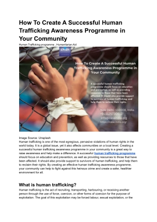 How To Create A Successful Human Trafficking Awareness Programme in Your Community