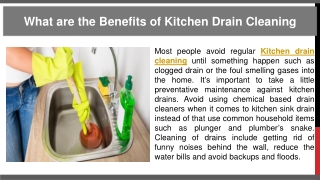 What are the Benefits of Kitchen Drain Cleaning