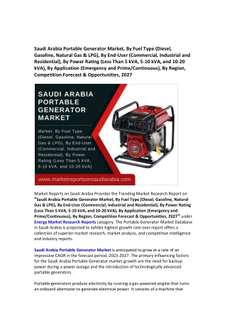 Saudi Arabia Portable Generator Market Research Report 2022-2027