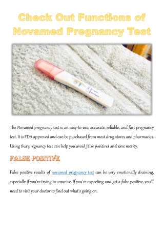 Check Out Functions of Novamed Pregnancy Test
