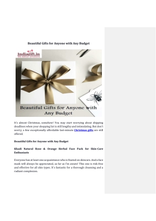 Beautiful Gifts for Anyone with Any Budget