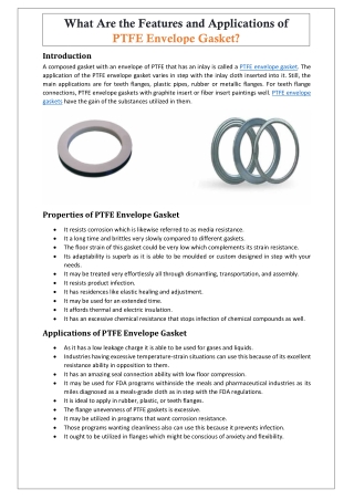 What Are the Features and Applications of PTFE Envelope Gasket?