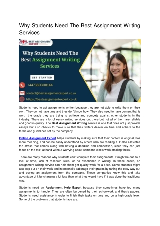 Why Students Need The Best Assignment Writing Services