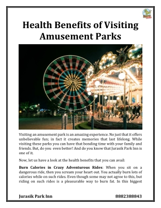 Health Benefits of Visiting Amusement Parks