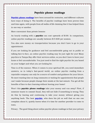 psychic phone readings