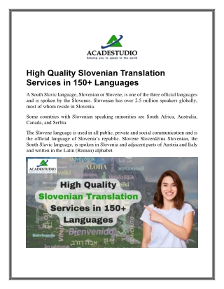 High Quality Slovenian Translation Services in 150  Languages