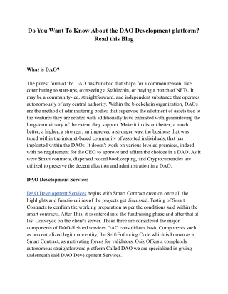 Do You Want To Know About the DAO Development platform