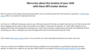 Worry less about the location of your child with these GPS tracker devices