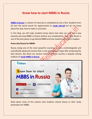 Know how to start MBBS in Russia