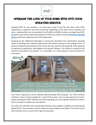 Upgrade the Look of Your Home with UPVC Door Spraying Service