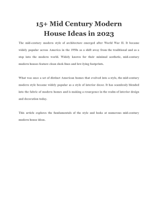 15  Mid Century Modern  House Ideas in 2023