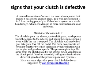 signs that your clutch is defective