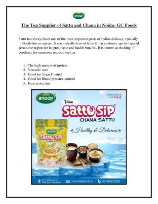 The Top Supplier of Sattu and Chana in Noida- GC Foods