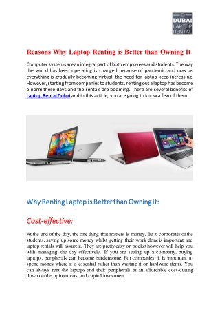 Reasons Why Laptop Renting is Better than Owning It