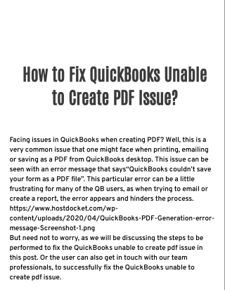 How to Fix QuickBooks Unable to Create PDF Issue?
