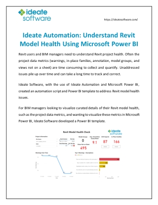 Ideate Automation: Understand Revit Model Health Using Microsoft Power BI