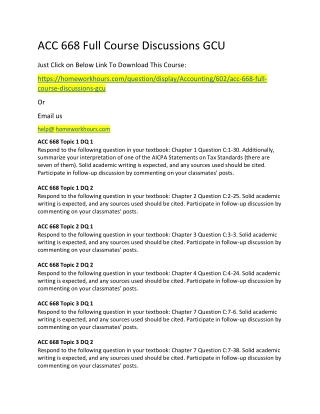 ACC 668 Full Course Discussions GCU