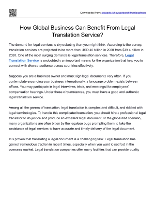 How Global Business Can Benefit From Legal Translation Service?