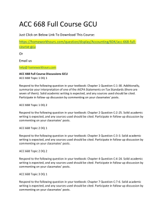 ACC 668 Full Course GCU