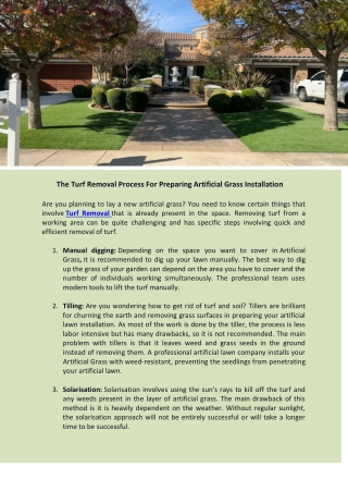 Turf Removal Process For Preparing Artificial Grass Installation