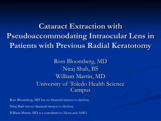 Cataract Extraction with Pseudoaccommodating Intraocular Lens in Patients with Previous Radial Keratotomy