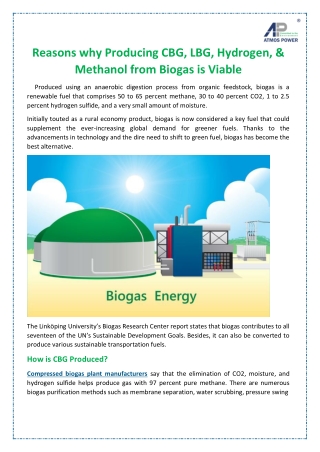 Why Producing CBG, LBG, Hydrogen, & Methanol from Biogas can be Beneficial?