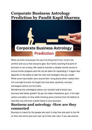 Corporate Business Astrology Prediction by Pandit Kapil Sharma