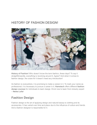 HISTORY OF FASHION DESIGN