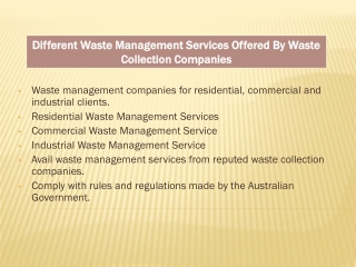 Different Waste Management Services Offered By Waste Collection Companies