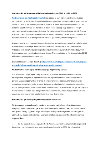 North America IgA Nephropathy Market Growing at Eminent CAGR of 19.7 by 2029