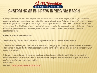 Custom Home Builders In Virginia Beach