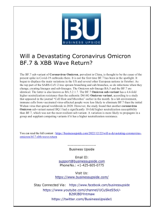 Will a Devastating Coronavirus Omicron BF7 & XBB Wave Return