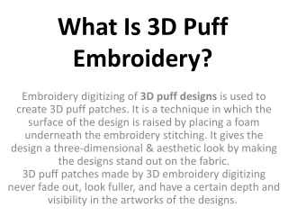 What Is 3D Puff Embroidery?