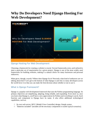 Why Do Developers Need Django Hosting For Web Development