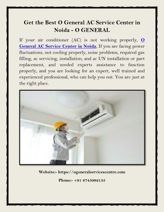 Get the Best O General AC Service Center in Noida
