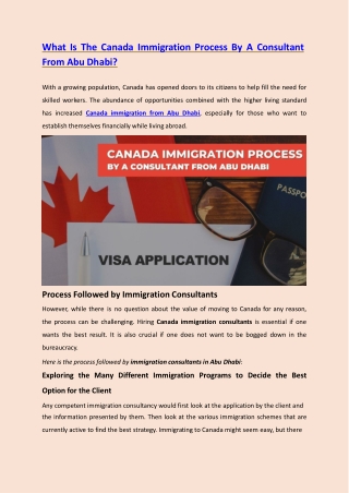 What Is The Canada Immigration Process By A Consultant From Abu Dhabi?