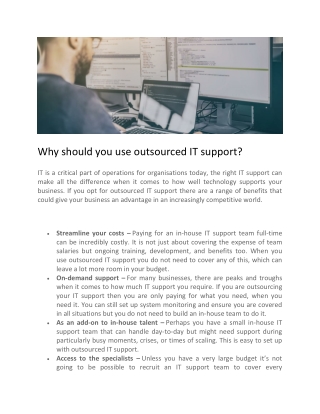 Why you should use outsourced IT support - SADS IT