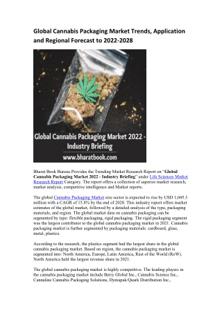 Global Cannabis Packaging Market Trends, Application and Regional Forecast to 2022-2028