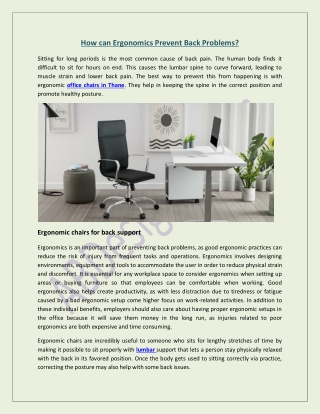 How can Ergonomics Prevent Back Problems
