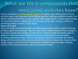 What are the 6 components that most good websites have