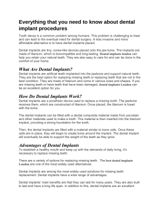 Everything that you need to know about dental implant procedures