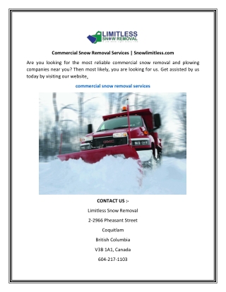 Commercial Snow Removal Services  Snowlimitless.com