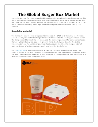 The Global Burger Box Market
