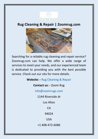 Rug Cleaning & Repair  Zoomrug