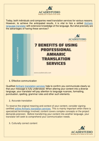 Professional Amharic Translation Services