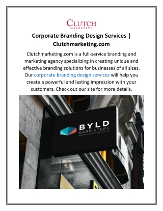 Corporate Branding Design Services  Clutchmarketing.com