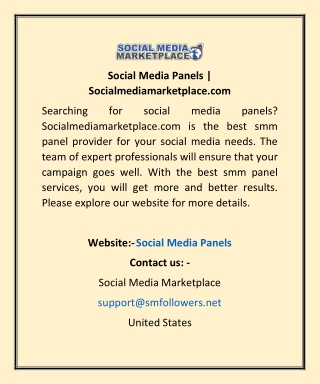 Social Media Panels | Socialmediamarketplace.com